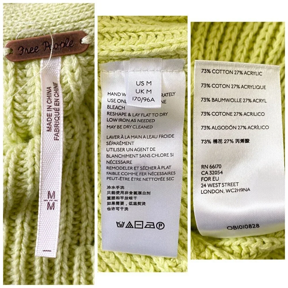 NWT FREE PEOPLE LAYER CAKE SWEATER, Size M, Yellow